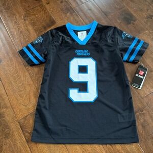 Carolina Panthers Youth Jersey Black Blue Number 9 Young NFL Players Medium 8/10